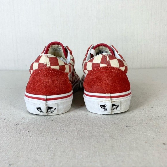 Vans~Women’s‎ Old Skool Retro Red Checkerboard Suede/Canvas Sneakers~Sz 5.5 - Picture 5 of 13
